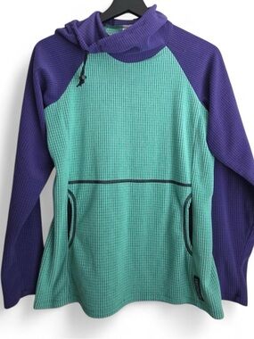Melanzana Purple & teal micro grid Hoodie